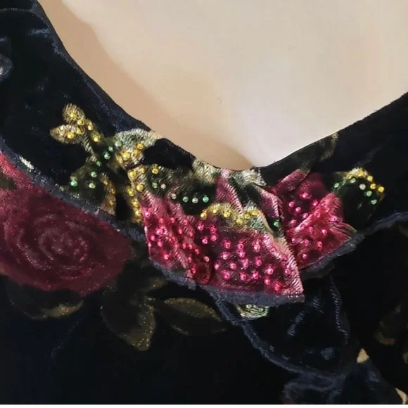 VINTAGE BETSEY JOHNSON VELVET MAXI DRESS AND MATCHING COAT DUSTER SET FL… - Picture 7 of 9